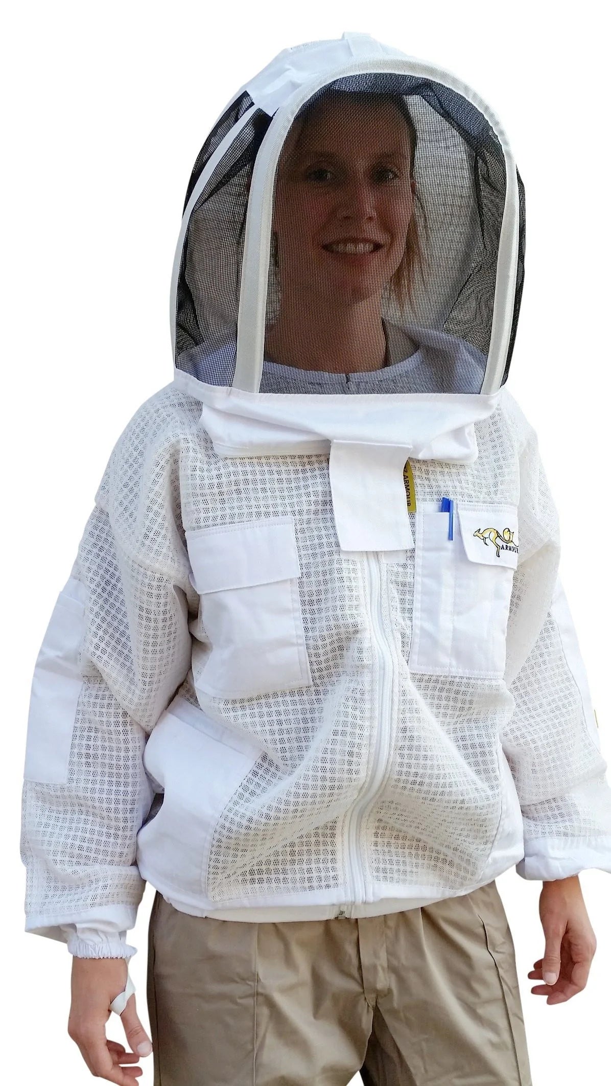 OZ ARMOUR 3 LAYER MESH VENTILATED BEEKEEPING JACKET WITH FENCING VEIL